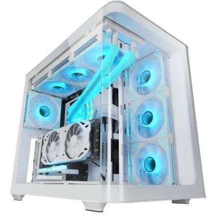 Mars Gaming MCFUSION Semitorre Blanca con Cristal Curvado
